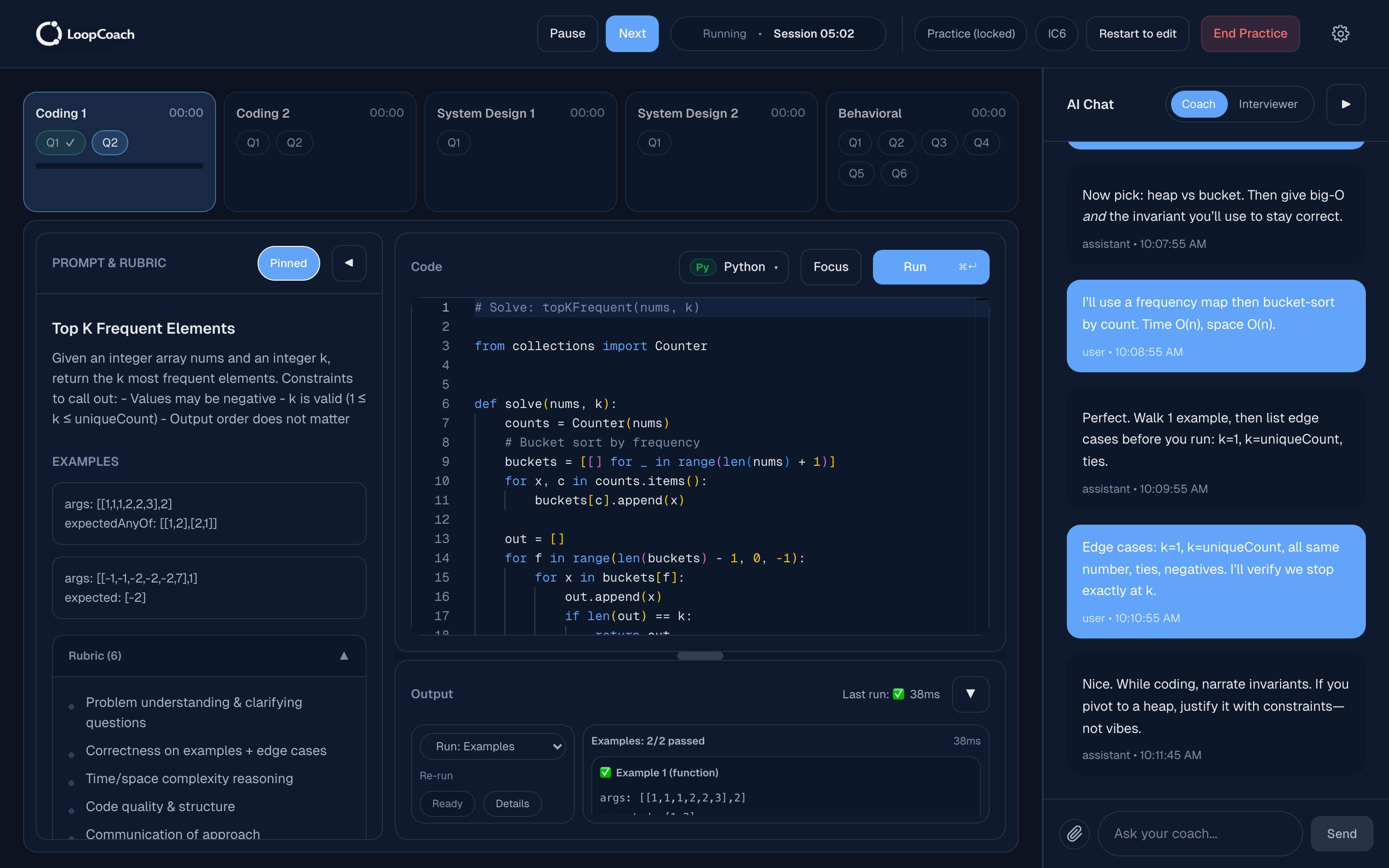 LoopCoach workspace screenshot